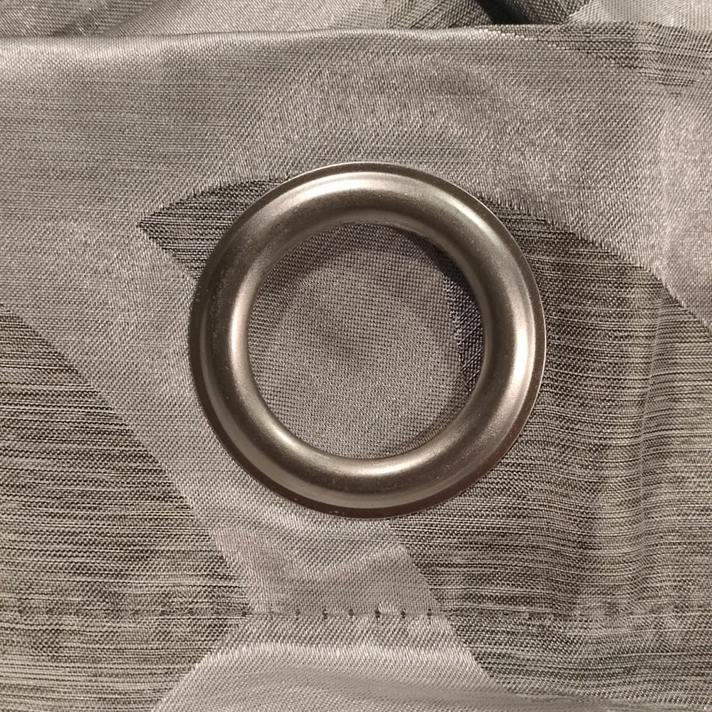 Pair of Silver & Gray Geometric Long Silver Grommets Curtain Panels 36.5
